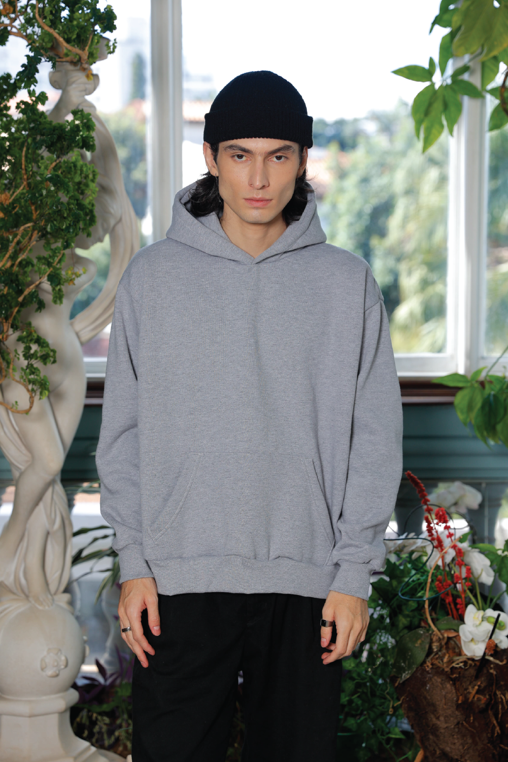 Boxy Hoodie Mixed Gray